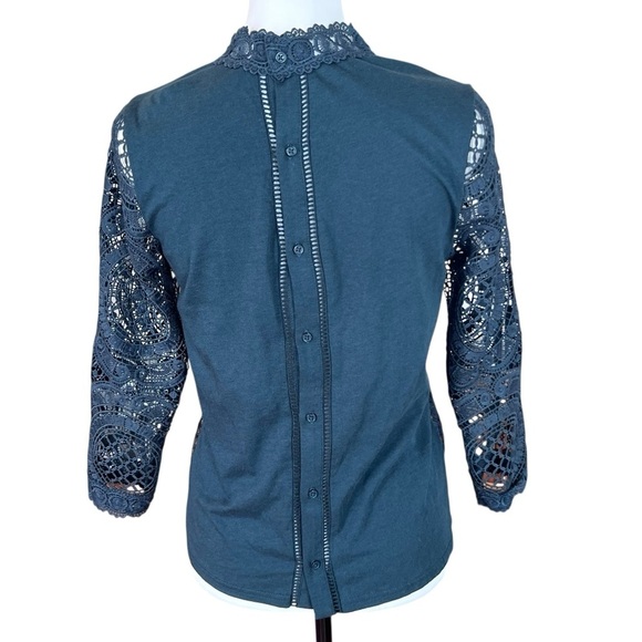 Anthropologie Navy Lace Blouse - Picture 5 of 10
